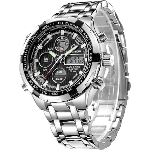 Luxury Stainless Steel Analog Digital Watches for Men Male Outdoor Sport - Picture 7 of 7